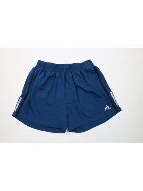 Adidas Running Mens XL Reflective Striped Lined Running Jogging Shorts Blue